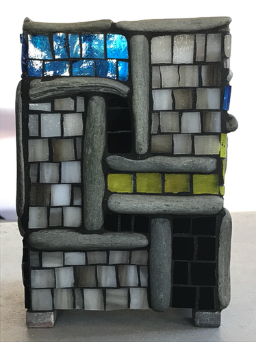 Balance; 6.5 "x 4" x 3"; natural stone, stained glass; $95