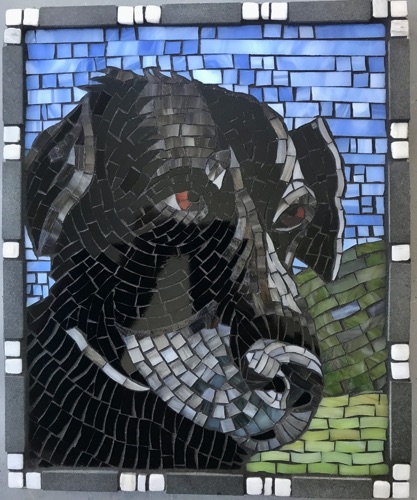 Blaze; 10" x 12"; stained glass and marble; $450; private home, MA